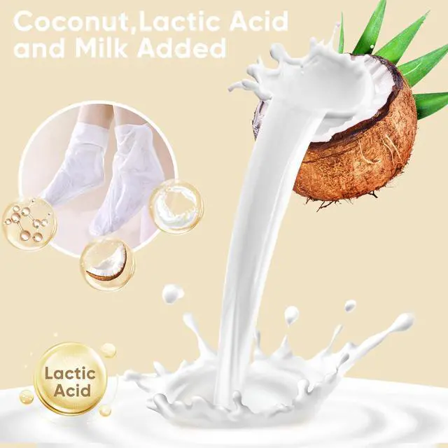 Alt view image 2 of 7 - Coconut Foot Peeling Mask, 3 Pairs of Skin Exfoliating Foot Masks for Dry feet, Cracked heels, Callus, Dead Skin Remover,for Smooth Touch Feet, Spa Experience at Home or Travel