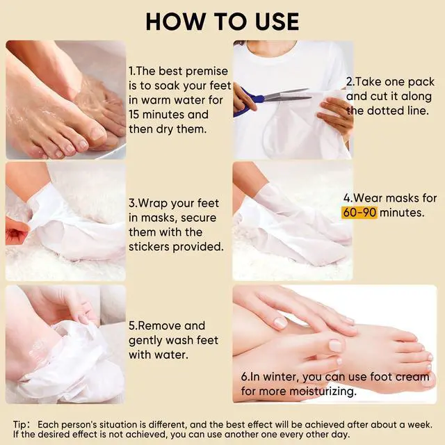 Alt view image 3 of 7 - Coconut Foot Peeling Mask, 3 Pairs of Skin Exfoliating Foot Masks for Dry feet, Cracked heels, Callus, Dead Skin Remover,for Smooth Touch Feet, Spa Experience at Home or Travel