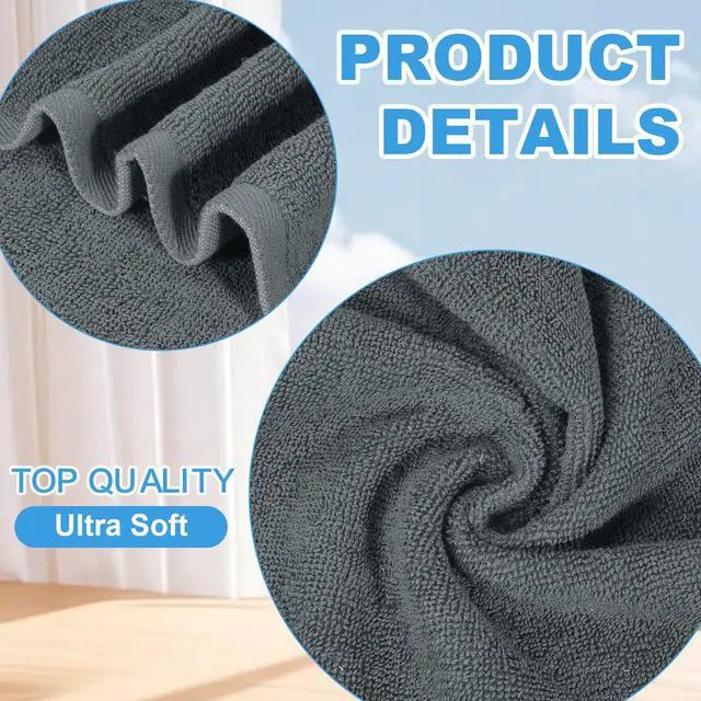 Alt view image 2 of 7 - 6 Pack 100% Cotton Wash Cloth, 12x12 Inch, Grey