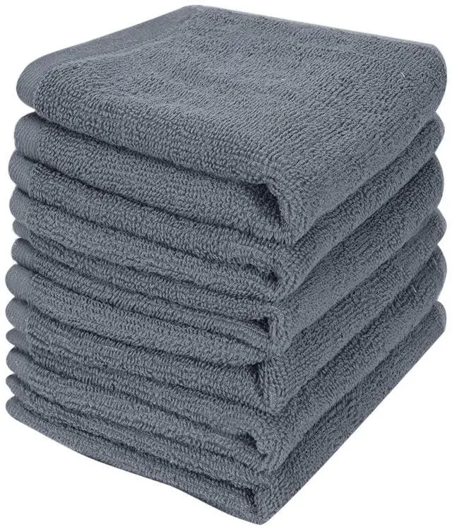 Main image of 6 Pack 100% Cotton Wash Cloth, 12x12 Inch, Grey