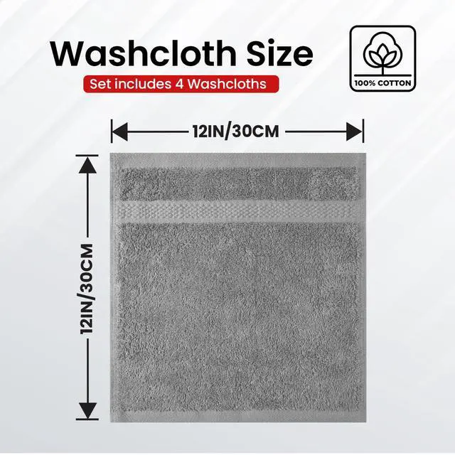 Alt view image 3 of 7 - 100% Cotton Luxury Wash Cloths for Showering - 4 Pack