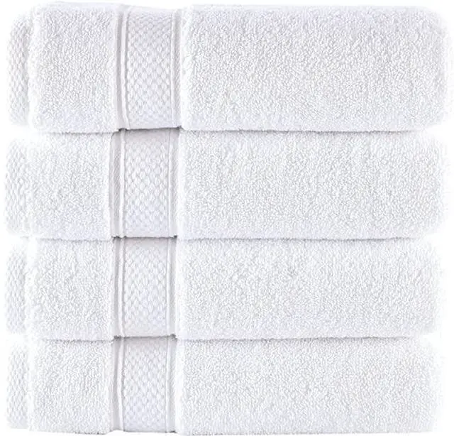 Main image of Hotel Quality Turkish Towel Set for Bathroom (4 Pcs Washcloth Set, Pure White)