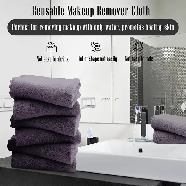 Alt view image 7 of 7 - 12 Pack Premium Washcloths Set - Quick Drying- Soft Microfiber Coral Velvet Highly Absorbent Wash Clothes - Multipurpose Use as Bath, Spa, Facial, Fingertip Towel (Grey)