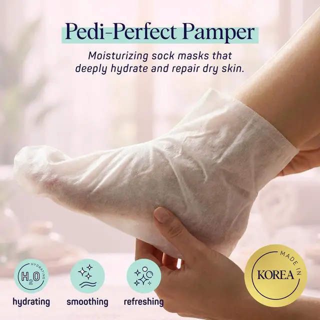 Alt view image 3 of 7 - Moisturizing Foot Sockies | Foot Mask for Dry Cracked Feet | Tea Tree Oil Softening Booties | Callus Remover Alternative | Self Care Gifts for Women | 4 Pack
