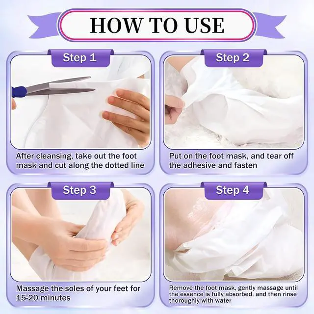 Alt view image 6 of 7 - 10PCS Moisturizing Foot Mask Set for Dry Cracked Feet, Foot Care Kit
