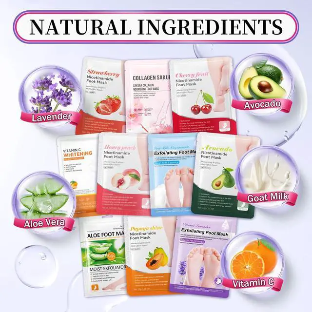 Alt view image 5 of 7 - 10PCS Moisturizing Foot Mask Set for Dry Cracked Feet, Foot Care Kit