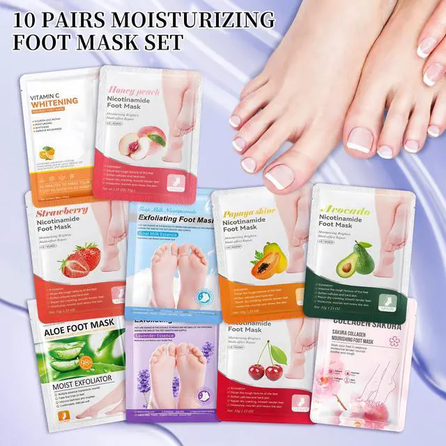 Alt view image 7 of 7 - 10PCS Moisturizing Foot Mask Set for Dry Cracked Feet, Foot Care Kit