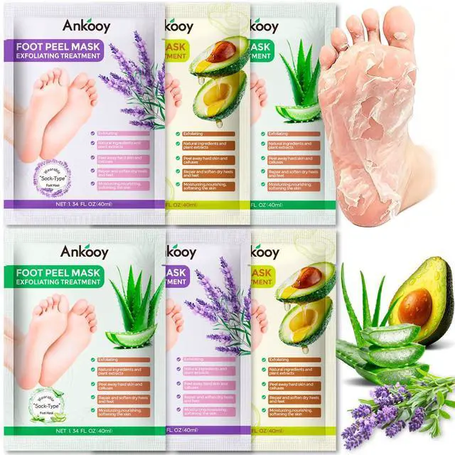 Main image of 6 Pack Foot Peeling Mask, Foot Mask for Exfoliates Dead Skin & Tough Calluses, Softens Dry Cracked Rough Heels to Restore Baby Soft Feet, Feet Peeling Mask Gift for Men Women, Birthday & Anniversary