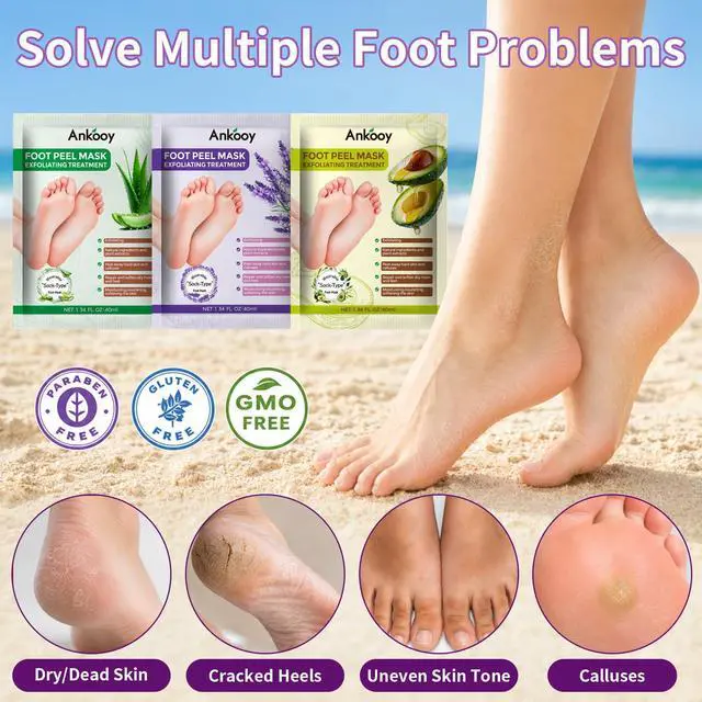 Alt view image 5 of 7 - 6 Pack Foot Peeling Mask, Foot Mask for Exfoliates Dead Skin & Tough Calluses, Softens Dry Cracked Rough Heels to Restore Baby Soft Feet, Feet Peeling Mask Gift for Men Women, Birthday & Anniversary
