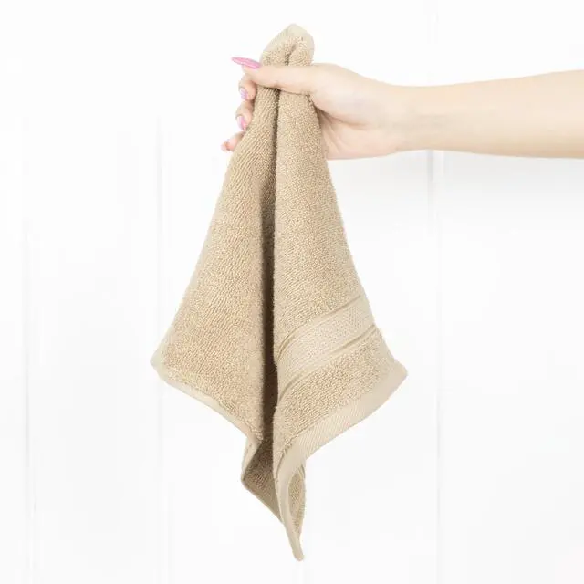 Alt view image 2 of 7 - Salem Washcloth Sets, 4 Piece Luxury 600 GSM 100% Cotton Washcloths for Bathroom, 13x13 inches Washrags Premium Quality Hand Face Towels, Beige