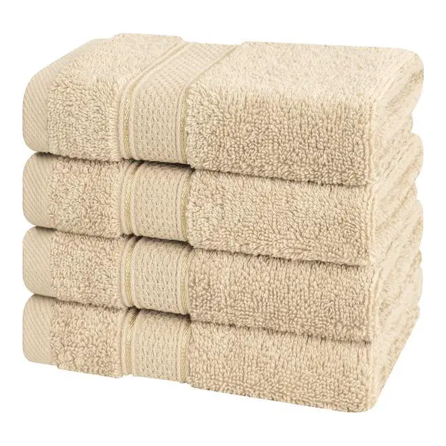 Alt view image 4 of 7 - Salem Washcloth Sets, 4 Piece Luxury 600 GSM 100% Cotton Washcloths for Bathroom, 13x13 inches Washrags Premium Quality Hand Face Towels, Beige