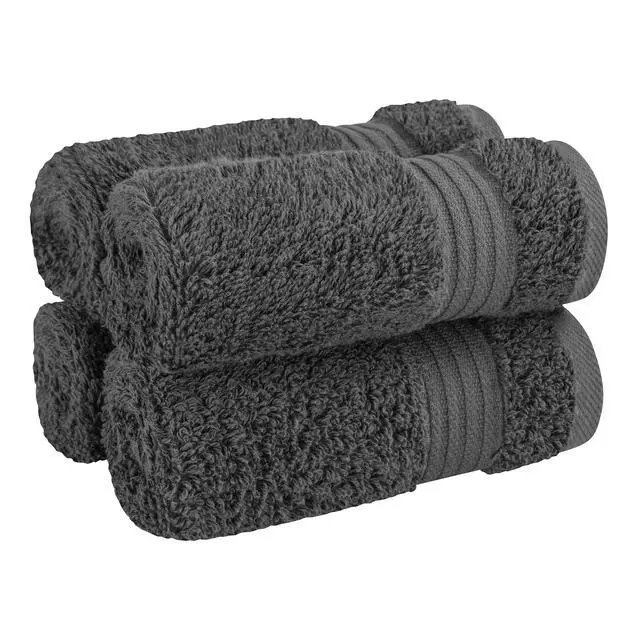 Alt view image 5 of 6 - 100% Cotton Turkish Towel Set, Soft Absorbent Quick Dry, 4 Piece Washcloth Set, Dark Gray