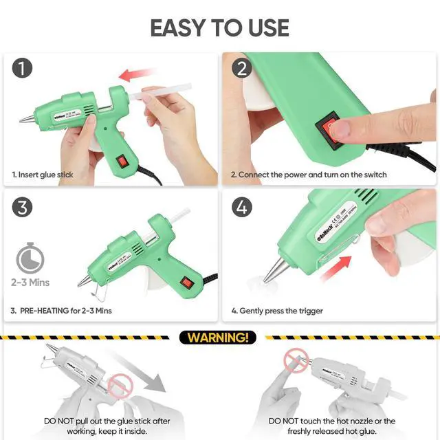 Alt view image 5 of 7 - 20W Mini Hot Glue Gun with 30 Glue Sticks Set, Fast Preheating Hot Glue Gun Kit Heavy Duty Gluegun for Craft, DIY, Repairs (Green)