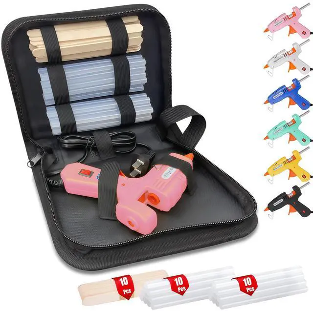 Main image of Hot Glue Gun Kit, Mini Pink Glue Gun with Carrying Case,Pink, 30W