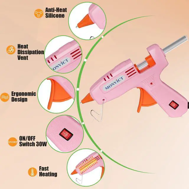 Alt view image 2 of 5 - Hot Glue Gun Kit, Mini Pink Glue Gun with Carrying Case,Pink, 30W