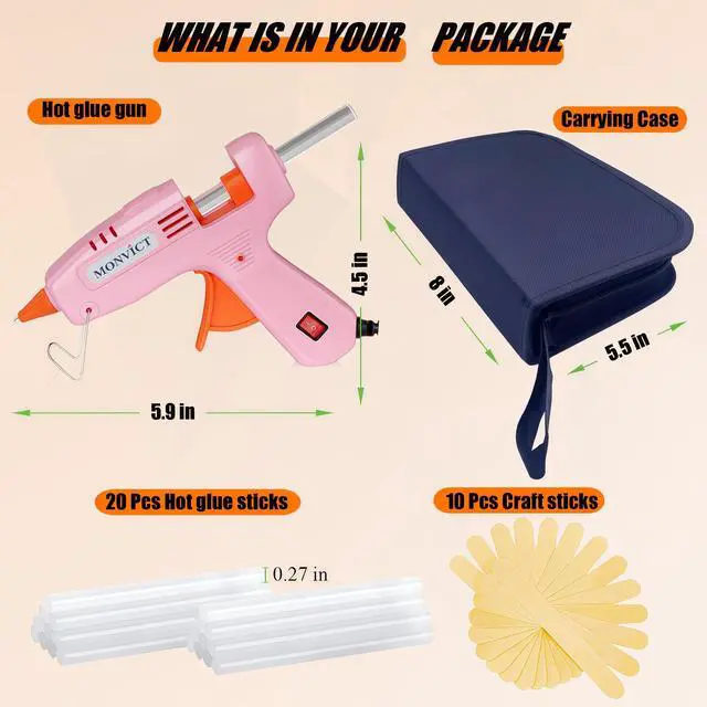 Alt view image 4 of 5 - Hot Glue Gun Kit, Mini Pink Glue Gun with Carrying Case,Pink, 30W