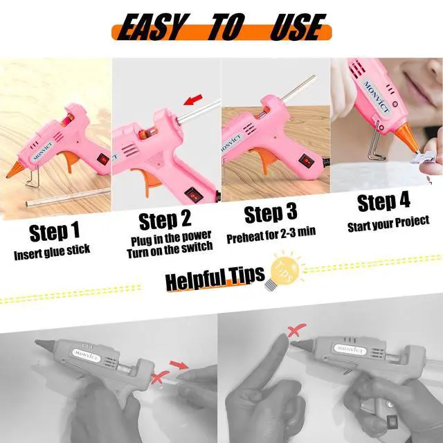 Alt view image 5 of 5 - Hot Glue Gun Kit, Mini Pink Glue Gun with Carrying Case,Pink, 30W