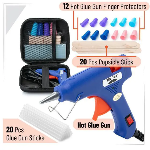 Alt view image 2 of 7 - Mini Hot Glue Gun Kit with 20 Glue Sticks and 20 Popsicle Sticks & | 8 Finger Protector - Fast Preheating Hot Melt Gun, High Temp for School Crafts DIY Arts and Quick Home Repairs