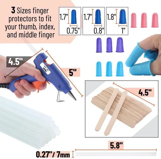 Alt view image 3 of 7 - Mini Hot Glue Gun Kit with 20 Glue Sticks and 20 Popsicle Sticks & | 8 Finger Protector - Fast Preheating Hot Melt Gun, High Temp for School Crafts DIY Arts and Quick Home Repairs