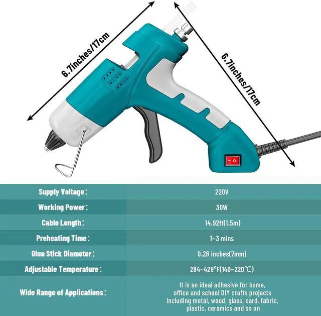 Alt view image 2 of 7 - Mini Hot Glue Gun Kit with 30 Glue Sticks, Fast Preheating Hot Melt Gun, 20W High Temp for DIY, Home Repairs, Kids' School Projects