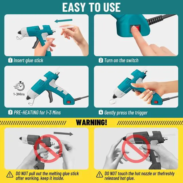 Alt view image 5 of 7 - Mini Hot Glue Gun Kit with 30 Glue Sticks, Fast Preheating Hot Melt Gun, 20W High Temp for DIY, Home Repairs, Kids' School Projects