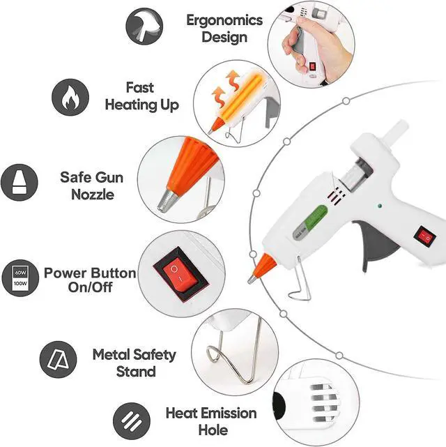 Alt view image 2 of 5 - (2026) Hot Glue Gun Kit with 30 Glue Sticks, Fast Preheating Hot Melt, High Temp for School Crafts DIY Arts and Quick Home Repairs (20w)