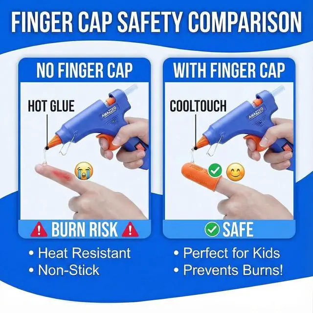 Alt view image 2 of 7 - Hot Glue Gun and Sticks Set 40pcs with 5 Fingers Safety Caps
