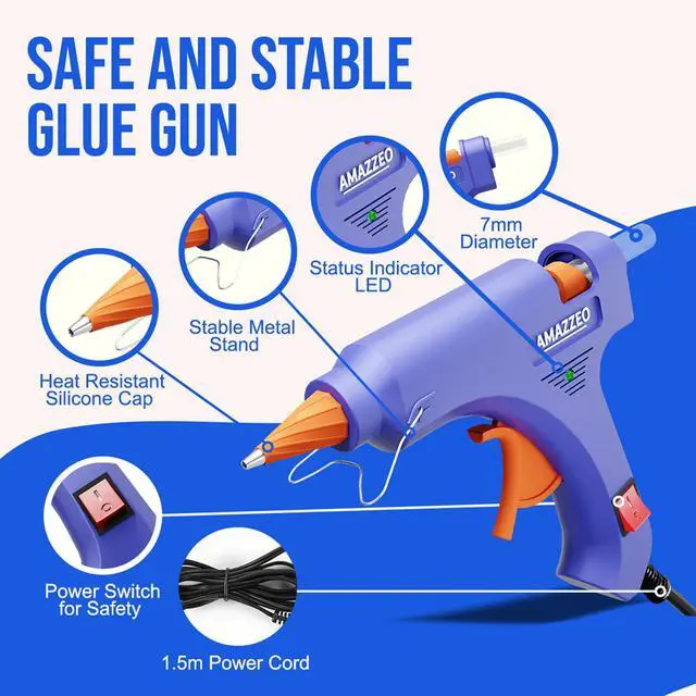 Alt view image 3 of 7 - Hot Glue Gun and Sticks Set 40pcs with 5 Fingers Safety Caps
