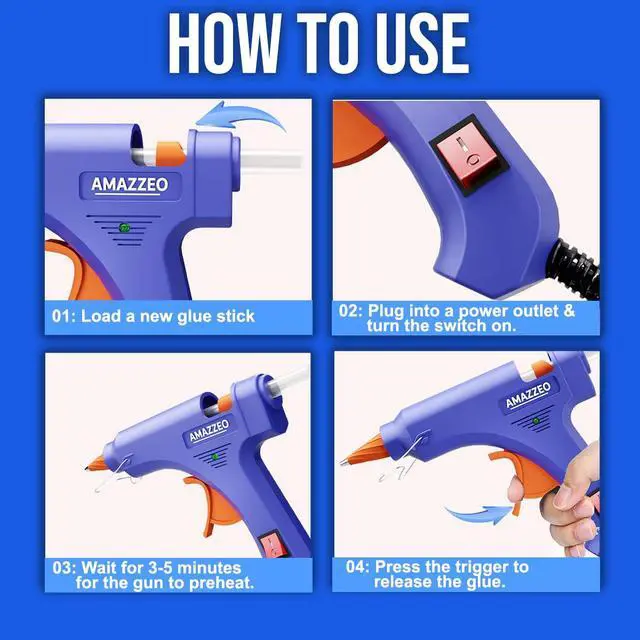 Alt view image 5 of 7 - Hot Glue Gun and Sticks Set 40pcs with 5 Fingers Safety Caps