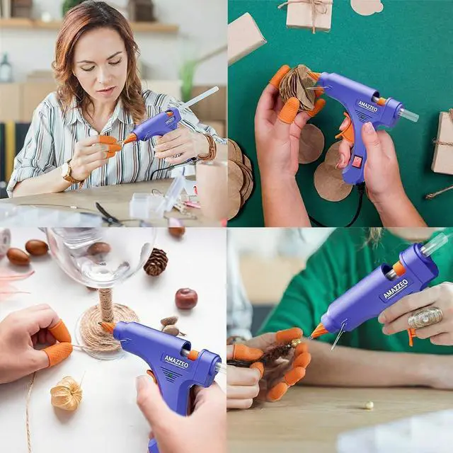 Alt view image 7 of 7 - Hot Glue Gun and Sticks Set 40pcs with 5 Fingers Safety Caps