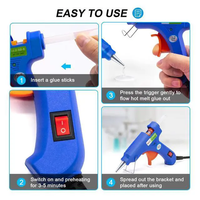 Alt view image 6 of 7 - Hot Glue Gun Kit, 40 Glue Sticks for Mini Glue Guns with Hardshell Carrying Case for School Crafts DIY Arts, Quick Home Repairs, Home School Project and Festival Decorations (20W)