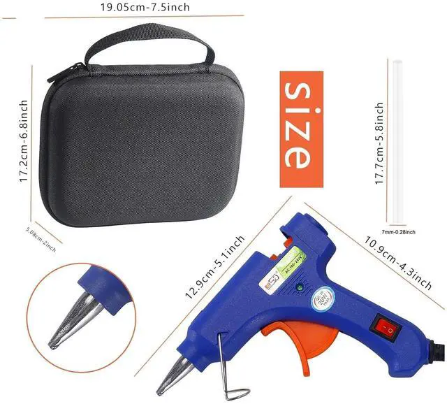 Alt view image 3 of 7 - Glue Gun and Sticks Set, Hot Melt Glue Gun Mini for Crafts with 20 Pcs Glue Sticks, Small Hot Glue Guns with Hardshell Carrying Case for School DIY Arts, Craft