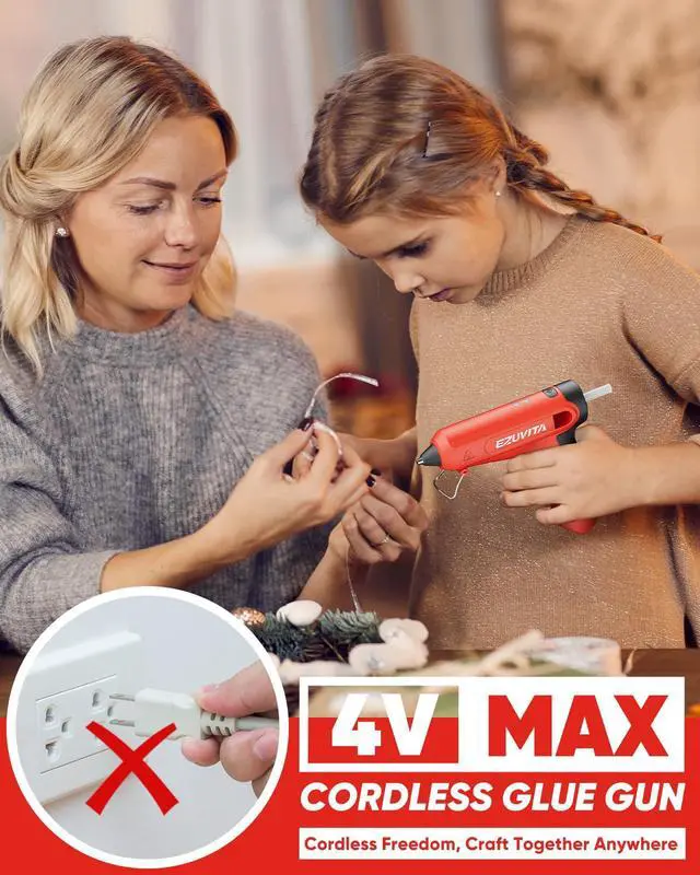 Alt view image 2 of 7 - 4V Red Cordless Hot Glue Gun Kit, 30-Piece Glue Sticks