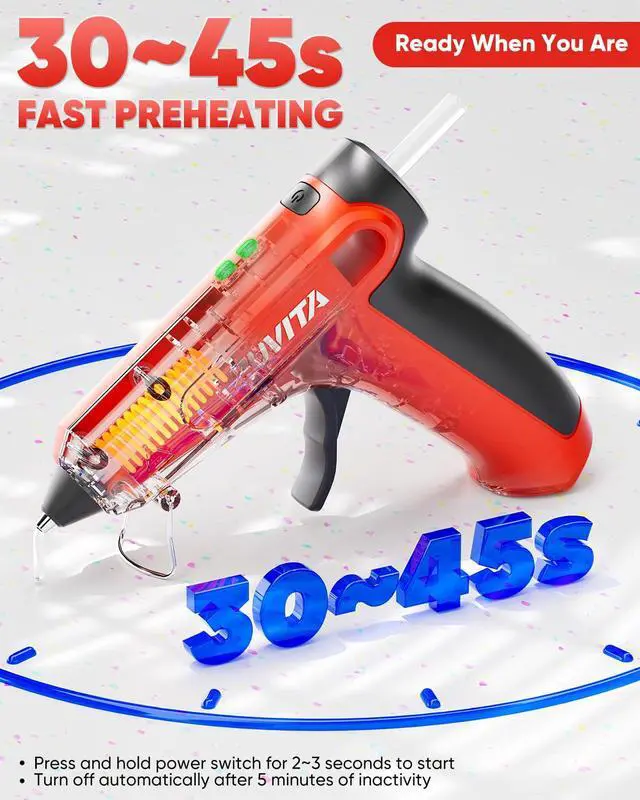 Alt view image 3 of 7 - 4V Red Cordless Hot Glue Gun Kit, 30-Piece Glue Sticks