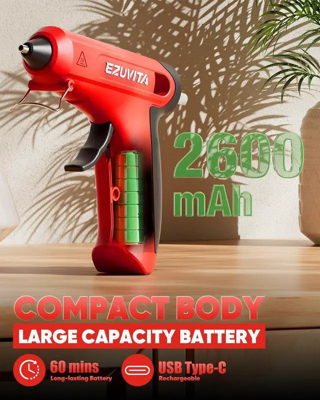 Alt view image 4 of 7 - 4V Red Cordless Hot Glue Gun Kit, 30-Piece Glue Sticks