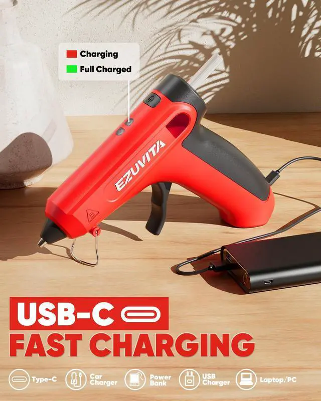Alt view image 5 of 7 - 4V Red Cordless Hot Glue Gun Kit, 30-Piece Glue Sticks