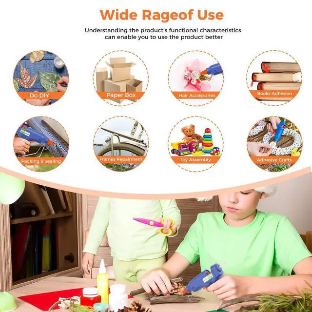 Alt view image 4 of 7 - Hot Glue Gun with 10 Glue Sticks, 30W Mini Glue Gun Kit, for Arts & Crafts School Use, Christmas Decoration, Quick Repairs, White (pink)