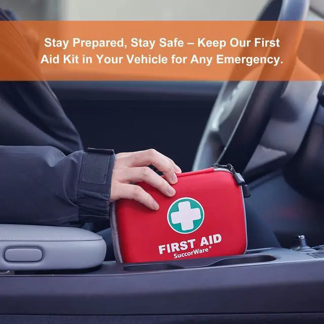 Alt view image 7 of 7 - 150 Pieces Mini First Aid Kit - Small Medical Kit with Hard Shell - Emergency First Aid Kit for Car, Travel, Home, Outdoor, Office, Camping, Hiking (Red)