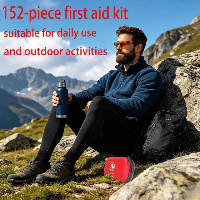 Alt view image 6 of 7 - First Aid Kit 152 Piece Waterproof Hard Shell Portable Medical Kit Red | Waterproof Hard Shell Portable IFAK Emergency Kits for Home, Camping, Hiking, Sports, Office, Travel, Outdoor