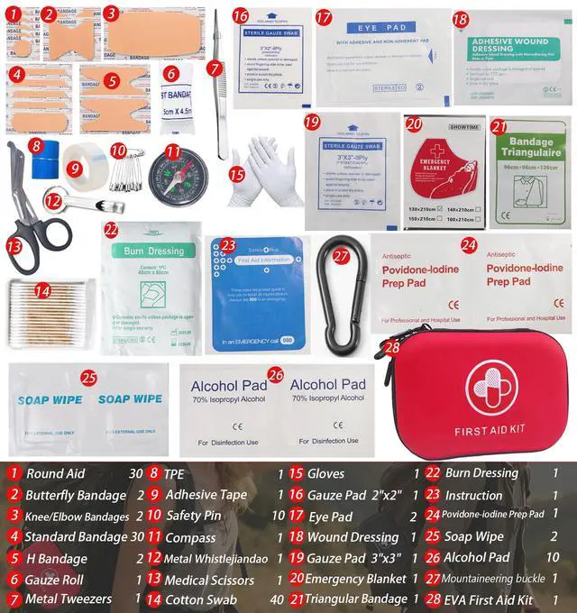 Alt view image 5 of 7 - First Aid Kit 152 Piece Waterproof Hard Shell Portable Medical Kit Red | Waterproof Hard Shell Portable IFAK Emergency Kits for Home, Camping, Hiking, Sports, Office, Travel, Outdoor