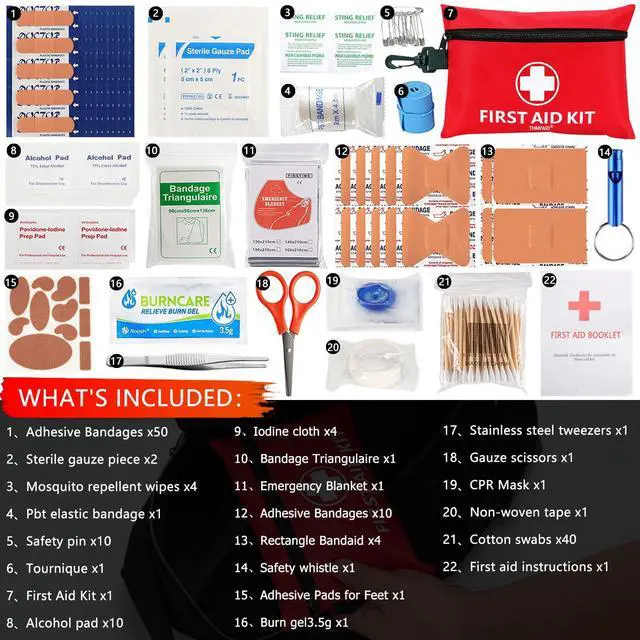 Alt view image 2 of 7 - Mini First Aid Kit - 147 Piece Small First Aid Kit,with Rotatable Buckle Ideal for Cars, Schools, Sports, Homes, Travel, Camping, Hiking