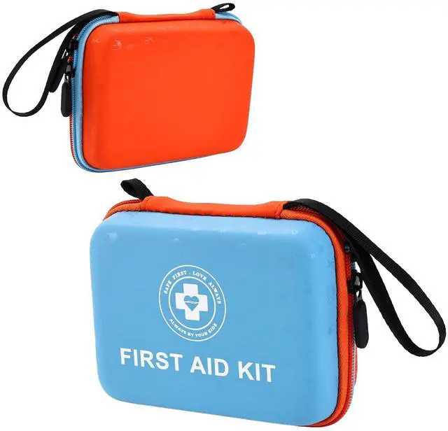 Main image of Small First Aid Kit - 165 Piece Dual-Color Emergency Medical Kit with Hard Shell & Fluorescent Exterior Coating, Emergency First Aid Kit for Home, Car, Travel, Hiking & Outdoor(Blue/Orange)