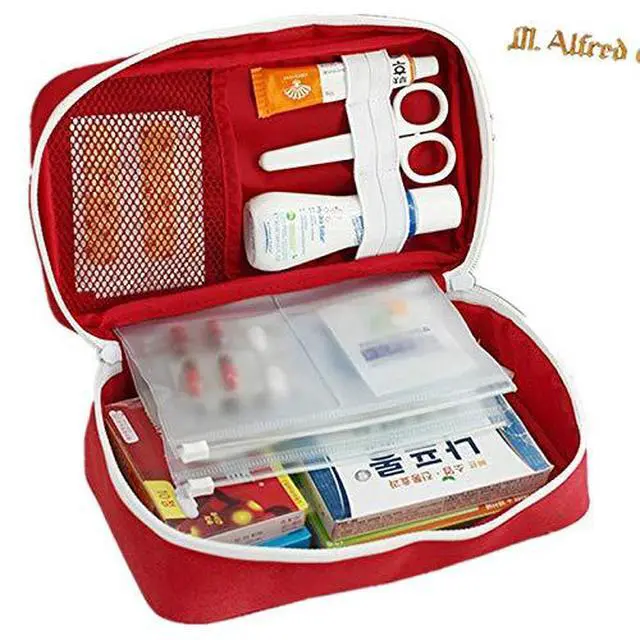 Alt view image 2 of 5 - First Aid Bag - First Aid Kit Bag Empty for Home Outdoor Travel Camping Hiking, Mini Empty Medical Storage Bag Portable Pouch (Red)