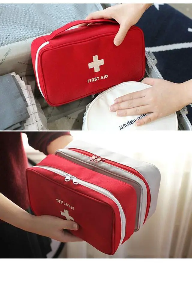 Alt view image 5 of 5 - First Aid Bag - First Aid Kit Bag Empty for Home Outdoor Travel Camping Hiking, Mini Empty Medical Storage Bag Portable Pouch (Red)