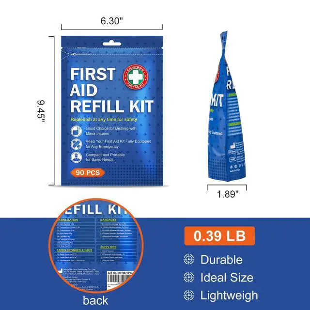 Alt view image 3 of 7 - 90 Pieces First Aid Refill Kit - Wound Care Kit Includes Bandages for Home, Travel, Hiking - Portable Replacement Kit for First Aid Medical Supplies1 Set