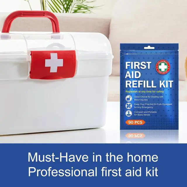 Alt view image 6 of 7 - 90 Pieces First Aid Refill Kit - Wound Care Kit Includes Bandages for Home, Travel, Hiking - Portable Replacement Kit for First Aid Medical Supplies1 Set
