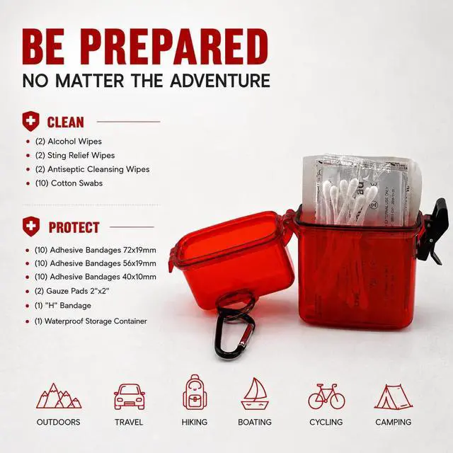 Alt view image 4 of 5 - First Aid Kit for Car, Travel, Camping, Sports, Compact, Waterproof, Essential Protection