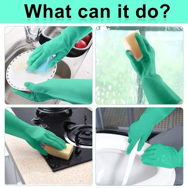 Alt view image 4 of 6 - Reusable Cleaning Gloves Medium Dishwashing Kitchen Household Gloves with Latex free, Cotton lining Waterproof Dish Washing Heavy Duty Gloves for Men Women House Warming Gift