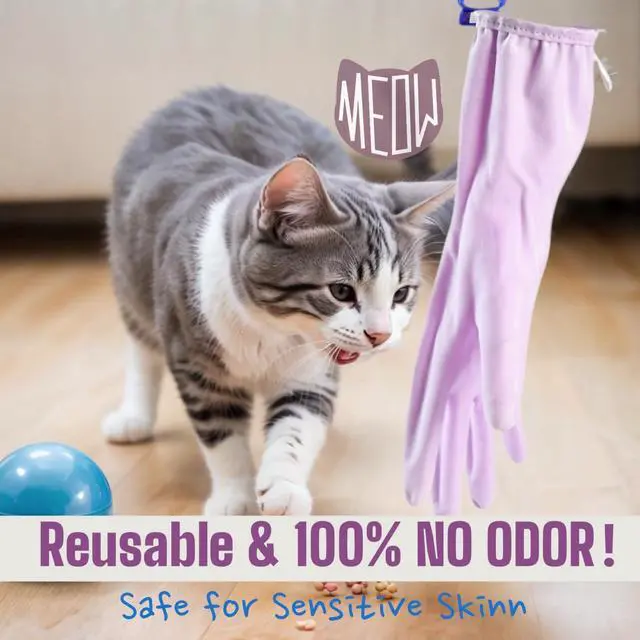 Alt view image 2 of 6 - 2 Pairs Gloves for cleaning bathroom,NO ODOR,Stay On Comfort Fit No Sweat No Stick Large size