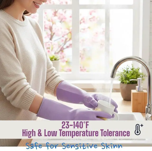 Alt view image 4 of 6 - 2 Pairs Gloves for cleaning bathroom,NO ODOR,Stay On Comfort Fit No Sweat No Stick Large size